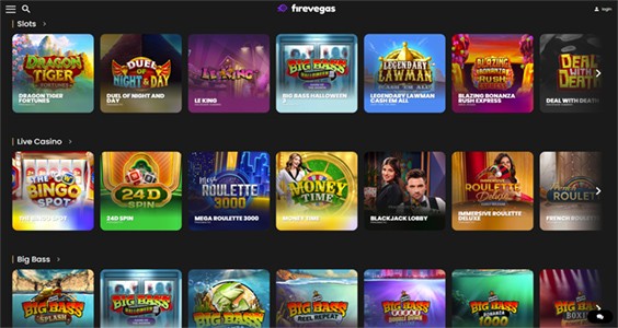 Firevegas homepage screenshot